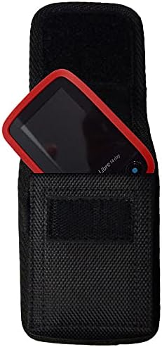 New Large Size Nylon Pouch (Belt Clip) for Freestyle Libre 3 & Freestyle Libre 2 with Cover (Case) On (V2L-Black)