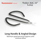 Sammons Preston Toilet Aid, 15" Long Toilet Paper Tongs, Bottom Wiper Aids for Independent Daily Living, Wiping Aid for Bathroom Comfort, Lightweight Self-Wipe Hygiene Assistance Tool