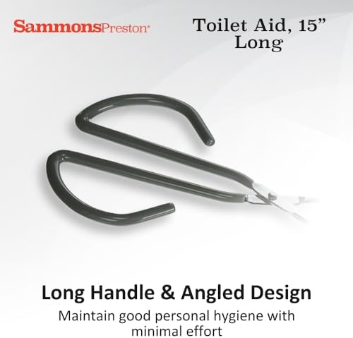 Sammons Preston Toilet Aid, 15" Long Toilet Paper Tongs, Bottom Wiper Aids for Independent Daily Living, Wiping Aid for Bathroom Comfort, Lightweight Self-Wipe Hygiene Assistance Tool