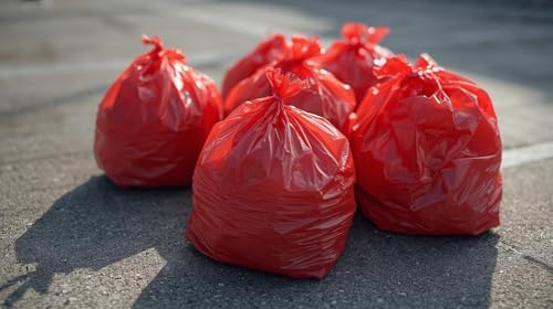 Red Home and Office Trash Bags, 14 Gallon Capacity, for Home and Office Use, 1.5 Mils Thick Made in USA (6)