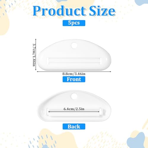 5PCS Toothpaste Squeezer, Plastic Toothpaste Tube Clip Dispenser for Bathroom Cream Cosmetics Paint(White)
