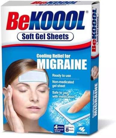 Be Koool Cooling Relief for Migraine, Soft Gel Sheets, 4 Sheets (Pack of 4)