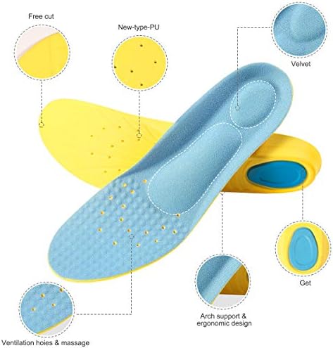 Shoes Inserts Memory Foam Insoles Shock Absorption Pain Relief Plantar Fasciitis Breathable PU Sports Foot Insoles for Men Women,1 Pair (M（Men's 6-9/ Women 7-11）)