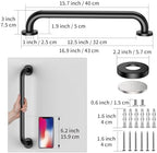 16 Inch Matte Black Shower Grab Bar-1" Diameter, iMomwee Stainless Steel Elderly Safety Bars, Bathroom Shower Balance Bar, Wall Handrail Support, Handicap Senior Disabled Pregnant Assist Bath Handle