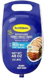 Butterball, Frozen Boneless Turkey Breast Roast with Gravy Packet, 3lbs.