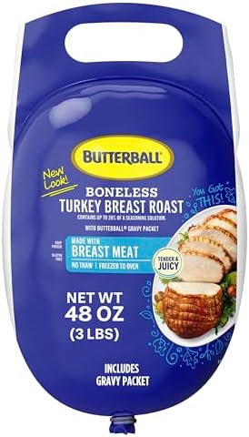 Butterball, Frozen Boneless Turkey Breast Roast with Gravy Packet, 3lbs.