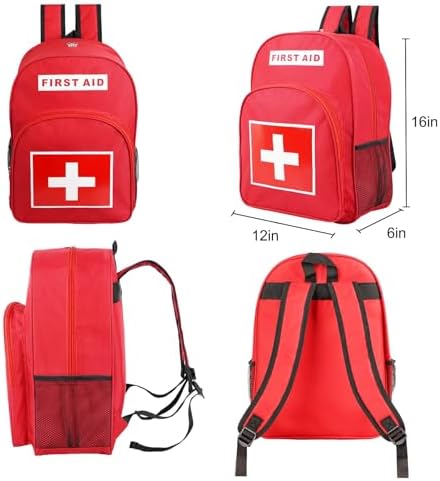 First Aid Backpack, Emergency Medical Backpack, Waterproof & Large Capacity, Empty First Aid Bag, Ideal for Home Office EMT Paramedics