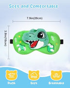 Miss Adola Sleep Mask for Kids - Valentines Gift for Kids Cute Plush Fuffy Sleeping Eye Cover Kawaii Soft Eyeshade Animal Eye Blindfold for Girls Boys Teens with Adjustable Strap, Dinosaur
