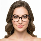 Oversized CatEye Reading Glasses for Women - Retro Style Frame, Blue Light Blocking Readers, Clear Lens, Spring Hinge