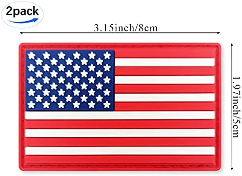 JBCD US American Flag Patch USA Tactical Military Patch - PVC Rubber Hook and Loop Fastener Patch, 2 Pack