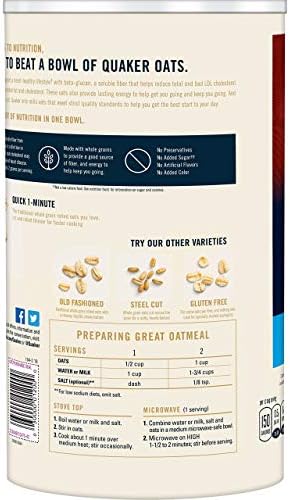 Quaker, Quick 1 Minute Whole Grain Oats, 42 Oz
