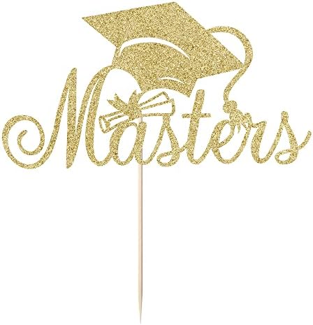 Masters Cake Topper, 2026 graduation cake topper, Congrats Grad Cake Decorations ，Masters Graduation Party Decorations Supplies. (gold)