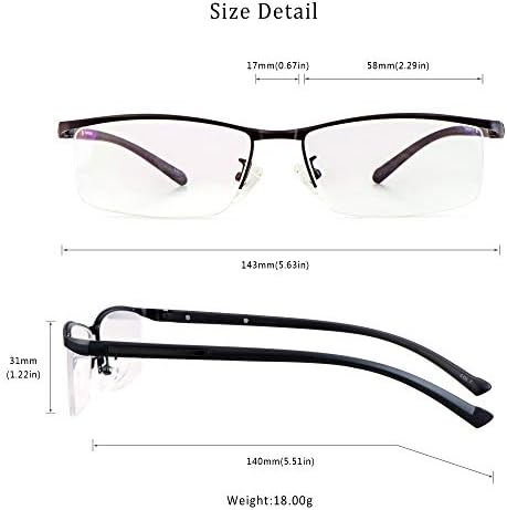 LifeArt Alloy Semi-Rimless Reading Glasses,Blue Light Blocking Glasses, Anti Eyestrain, Computer Gaming Glasses, TV Glasses for Women, Anti Glare (Black, +0.75 Magnification)