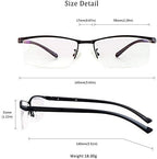 LifeArt Alloy Semi-Rimless Reading Glasses,Blue Light Blocking Glasses, Anti Eyestrain, Computer Gaming Glasses, TV Glasses for Women, Anti Glare (Black, +0.00 Magnification)