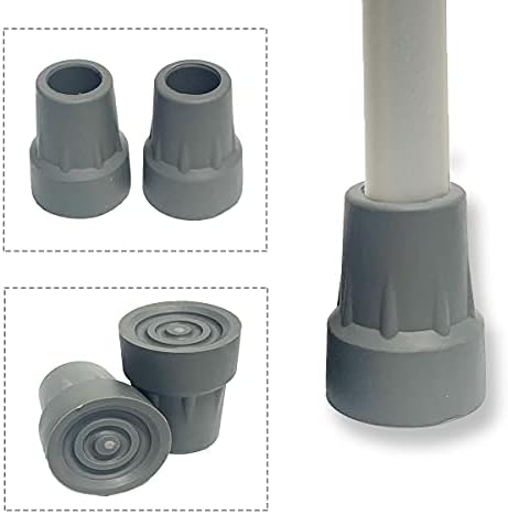 Crutch Tips, Replacement Medical Drive Cane Tips, 7/8 Inch, Gray, 2 Pcs