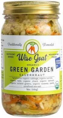 Raw Organic Sauerkraut, "Green Garden" Variety, 16 Oz Glass Jar