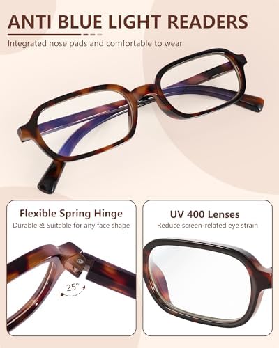 6 Pack Blue Light Blocking Reading Glasses for Women & Men, 97.69% Blue Light Filter Anti Eye Strain HD Clear Lens