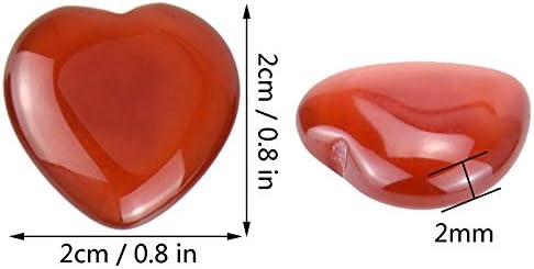 Marrywindix 15 Packs 0.8 Inch Healing Crystal Natural Red Agate Heart Love Carved Palm Worry Stone Chakra Reiki Balancing