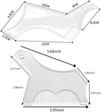 2PCS Men's Beard Shaping Tool Template, Beard Guide Shaper with Inbuilt Comb, Multi-liner Edges Shave for Curve/Straight/Neckline/Goatee/Sideburns (Clear-2pcs)
