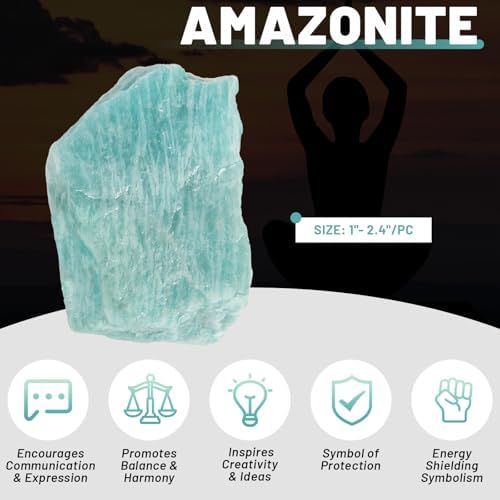 1.1lb Bulk Raw Amazonite Stone Rough Crystal-Natural Raw Stones Crystal for Tumbling, Cabbing, Fountain Rocks, Decoration,Polishing, Wire Wrapping, Wicca & Reiki Crystal Healing