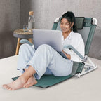 Adjustable Bed Backrest Support with Armrest Breathable Fabric, Foldable Sit-up Nursing Backrest for Neck Head Lumbar Support Patient Care Bed Chair, 20-75°(Five-Gear Adjustable) (Green)