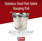 Jeffers Flat Sided Stainless Steel Pails with Handle & 1 Hook – Dishwasher Safe, Durable Feeding & Milk or Water Buckets for Pet, Horse. Livestock & Farm Use for Kennel, Cage, Fence - 2 Quart