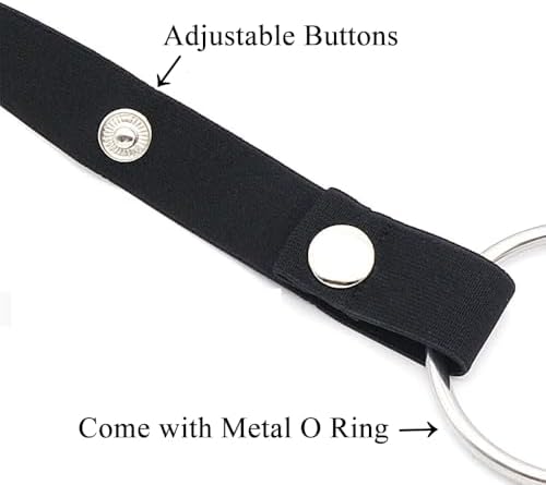 Male Chastity Cage Belt 3 Way Anti-Off Device Elastic Band Adjustable Chastity Lock Attachment Strap for Sissy Male Sex Toy with Metal O Ring BDSM Restraint Strap for Men