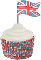 Anniversary House 12 pcs Union Jack Cake Toppers, 3 x 3.5cm Cupcake Toppers, Paper, kings coronation decorations, King Charles Coronation Decorations, J171