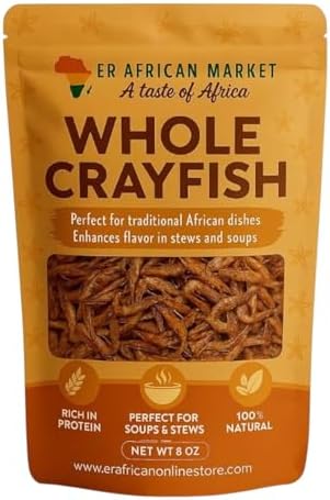 Whole Crayfish – African Crayfish 8oz | 100% All Natural | For Egusi, Ogbono, Okra & African Soups | No Preservatives, Sand-Free