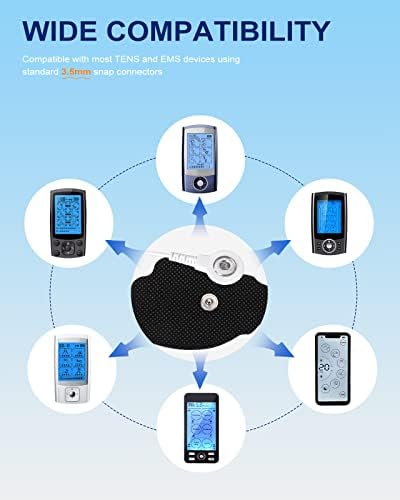 10 Pack Large TENS Unit Electrodes Pads, Upgraded Self-Adhesive Latex-Free Non-Irritating Electrode Patches with Standard 3.5mm Snap-on Connector, Compatible with Belifu, Brilnurse TENS