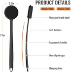 Silicone Back Scrubber for Shower, 17in Lengthen Long Handle Body Brush, Double Sided Shower Brush for Shower Exfoliating and Massage Can Produce Rich Foam, Long Handle Back Scrubber for Men