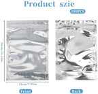 100 Pack 7 x 10 Inch Stand Up Pouch Bags with Resealable Lock Seal Zipper Clear Front Aluminium Foil Back Mylar Bags Reusable Food Storage Bags for Multipurpose