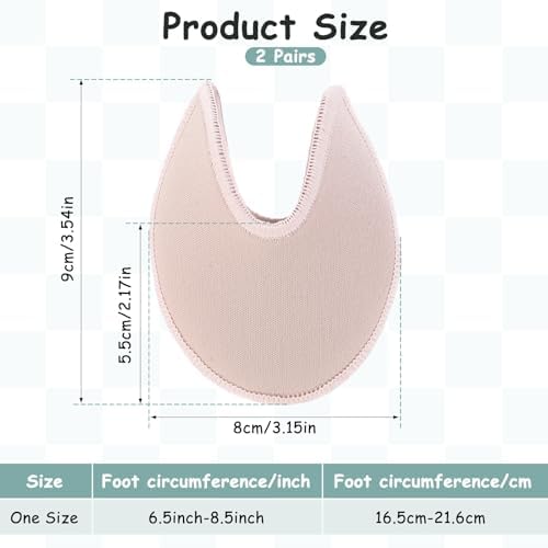 2 Pairs Soft Ballet Toe Pads Foot Care Toe 3.54 x 3.15inch High Heels Toes Caps Toes Pads for Pointe Shoes,Forefoot Wrap Pad for Women Girls,Half Pad, Sponge Insoles