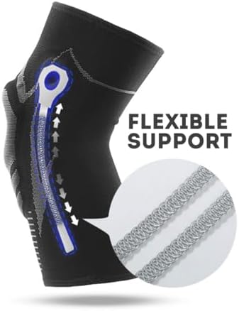ABAZ Knee Brace, 2 Pack (Pair) – Premium Knee Support Sleeves with Patella Gel Pad & Side Stabilizers – Compression Braces for Joint Pain Relief, Sports Injury Recovery – Ideal for Running, Workout & Daily Use