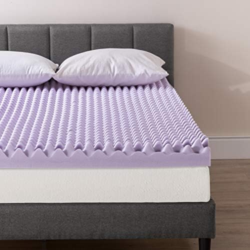 Best Price Mattress 4 Inch Egg Crate Memory Foam Mattress Topper with Soothing Lavender Infusion, CertiPUR-US Certified, Dorm Essentials, Queen
