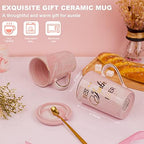 Aunt Gifts for Aunts from Niece - Mothers Day Birthday Gifts for Aunt, 14Oz Pink Marble Ceramic Coffee Mugs Print with Real Gold, Best Aunts Auntie Ever Gift Mug with Lid Spoon Card, Nice Box