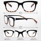 6 Pack Fashion Reading Glasses for Women Men Blue Light Blocking Oversized Square Readers with Spring Hinge