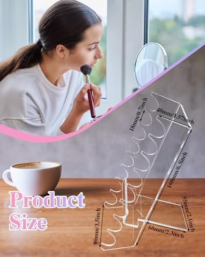 8 Tier Acrylic Makeup Brush Holder, Unique Clear Paint Brush Drying Rack Hair Brush Holder for Women, Acrylic Pen Holder Display Stand for Home School Office or Store Use