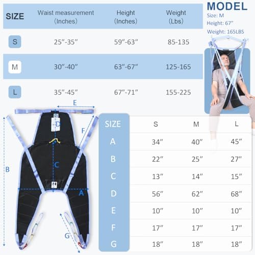 Universal Divided Leg Sling with Head Support, Padded Patient Lift Sling for Transfer, Lifting or Positioning, U Shape Transfer Sling for Elderly, Disabled, Bedridden, 500Lbs (Black, Medium)