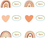 48 Pcs Boho Rainbow Party Cupcake Toppers for Boho Rainbow Birthday Party Decorations