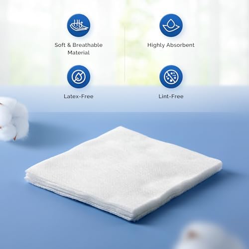 JMU Sterile Gauze Pads 4x4, Highly Absorbent Non-Woven Sterile Gauze Sponges, 25 Packs, 2 Pcs Per Pack, 50 Pcs Total