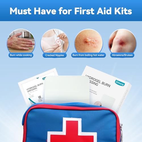 Dimora Hydrogel Burn and Wound Dressing 4" x 4" - Hydrogel Nipple Pads Instant Cooling Relief for Minor Burns & Wounds, Soothing Moist Burn Pads for 1st-2nd Degree Burns, Cuts, Abrasions, (10 Count)