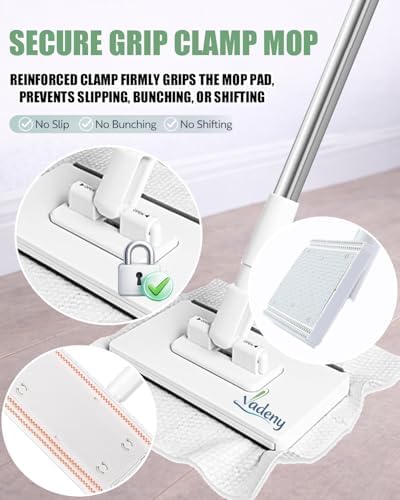 Cloth Changing Mini Mop Zero Touch Lazy Flat Cleaning Tool Clip Clamp Disposable Dust Sweeper Portable Hands Free Wet and Dry Compatible Click Snap Easy Wall Floor Clean Reusable for Small Spaces