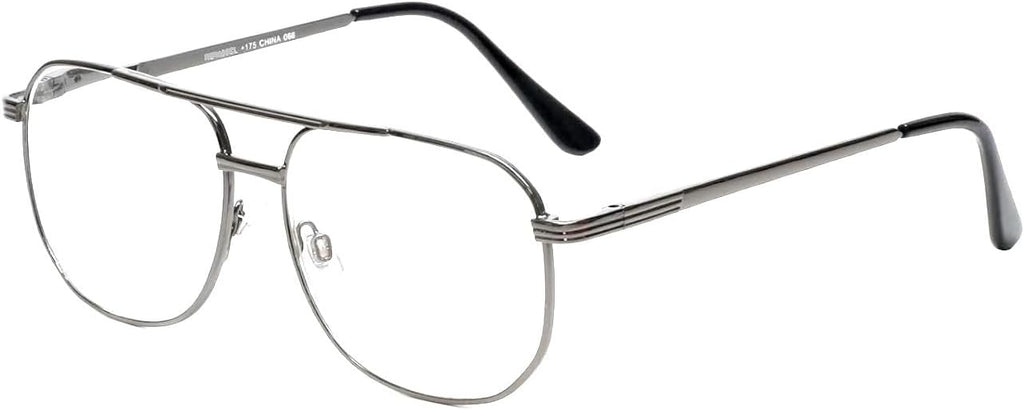 The Intellectual Metal Clear Bifocal Aviator Reader, Cheaters Reading Glasses, Men Women
