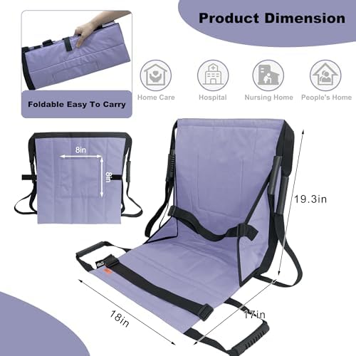 Heavy Duty Wheelchair Transfer Pad with Handles, Non-Slip Patient Transfer Board, Portable Bed to Car/Chair/Stair Lift Aid for Elderly Disabled Bedridden, Supports 220 LBS (Purple)