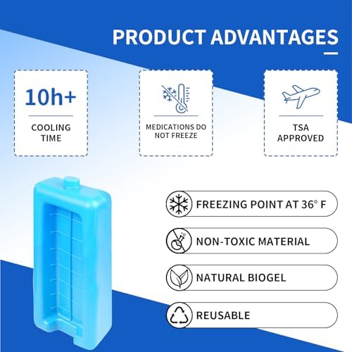 sarlar Insulin Vial Cooler Travel Case, TSA Approved Diabetic Supplies Storage Bag with Ice Brick, Insulin Pen and Vial Bottle Cooling Protector Organizer, Carrying Case for Daily Life and Trips, Blue