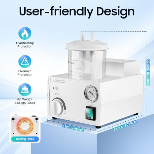 1000ML Portable Veterinary Suction Machine, 110V Electric Quiet Vacuum Pump Device for Home
