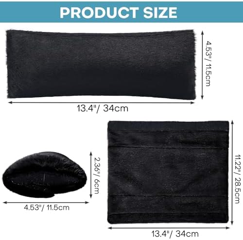 2PCS Wheelchair Armrest Pads with Hook and Loop Straps, Soft & Warm Short-Pile Plush Wheelchair Armrest Pads, Non Slip Arm Rest Covers for Handicapped/Adult, Comfort Foam Wheel Chair Arm Cushion-Black