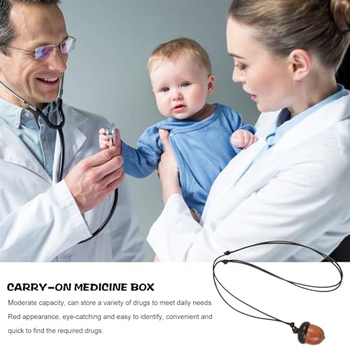 Travel Medicine Organizer Small Acorn Shape Pill Case with Lanyard Portable Sealed Pill Container Moisture-Proof Medication Dispenser for Travel Use