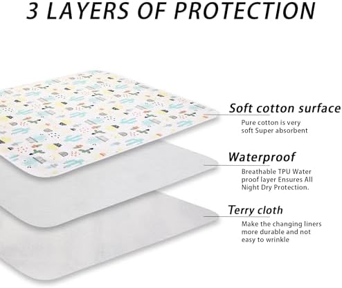 Baby Diaper Changing Pad Liners(22X27.5 inches) Soft Cotton Waterproof Changing Mat for Baby Underpads Mattress Mat Sheet Protector Portable Reusable Urine Pads for Travel Gear Pack of 3